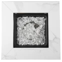 Endless Summer Outdoor Fire Pit Table with Faux Marble Finish, White Glass