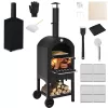 Costway Outdoor Pizza Oven Wood Fire Pizza Maker Grill w/ Pizza Stone & Waterproof Cover