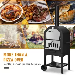 Costway Outdoor Pizza Oven Wood Fire Pizza Maker Grill w/ Pizza Stone & Waterproof Cover