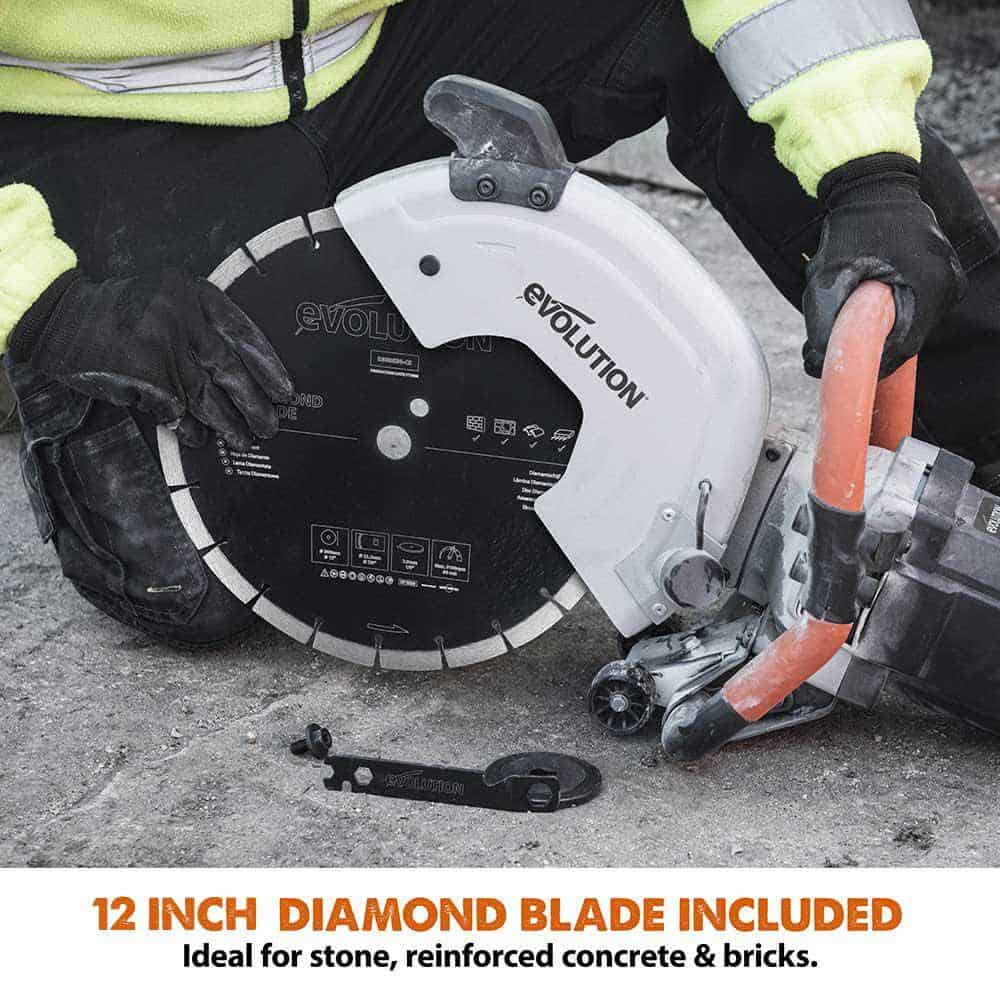 Evolution Power Tools R300DCT 12 In. Electric Concrete Cut-Off Saw, With 12 In. Diamond Blade
