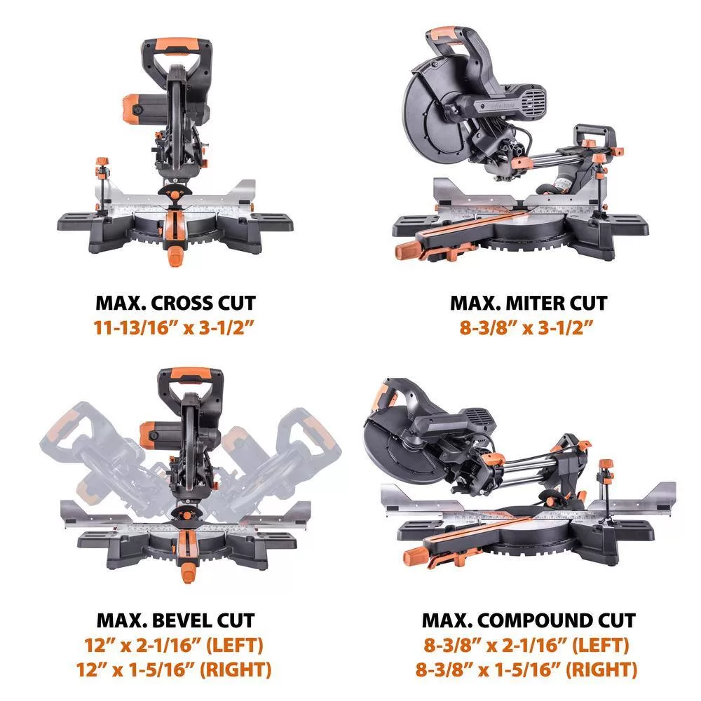 Evolution Power Tools R255SMSDB+ 15 Amp 10 in. Dual Bevel Sliding Miter Saw