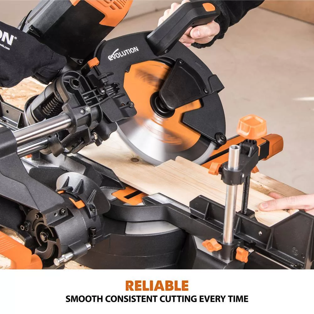 Evolution Power Tools R255SMSDB+ 15 Amp 10 in. Dual Bevel Sliding Miter Saw