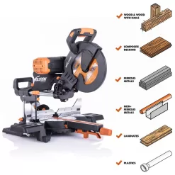 Evolution Power Tools R255SMSDB+ 15 Amp 10 in. Dual Bevel Sliding Miter Saw