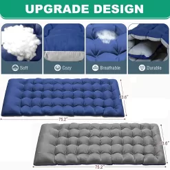 Slsy Folding Bed Cot with 3.3 Inch Mattress & Pillow, 4-Reclining Position Lounge Chair, 75.2