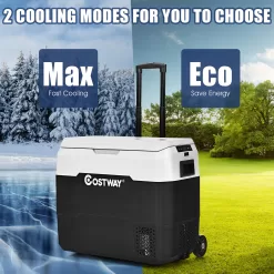 Costway 53 QT Portable Car Refrigerator Dual-Zone Car Cooler White