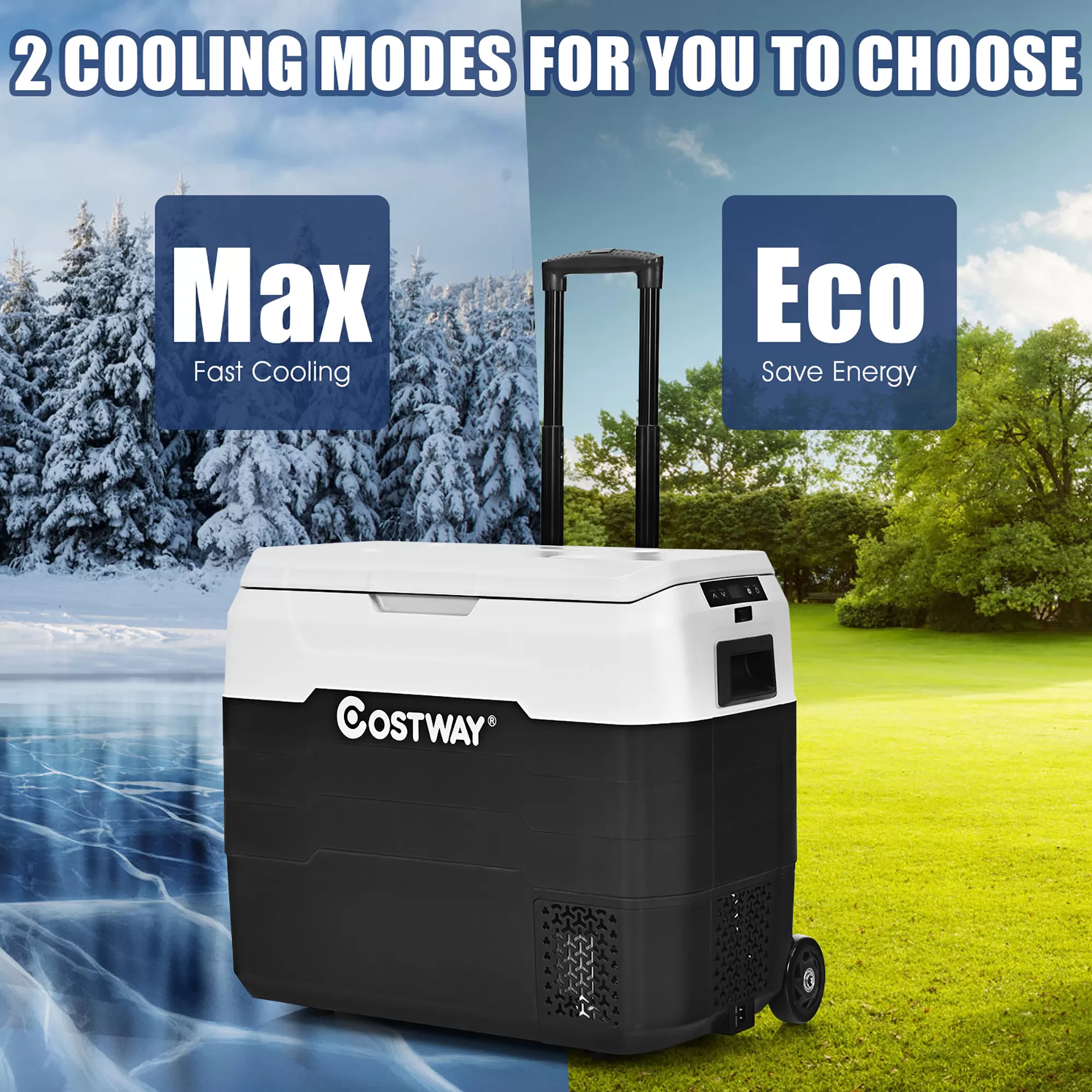 Costway 53 QT Portable Car Refrigerator Dual-Zone Car Cooler White