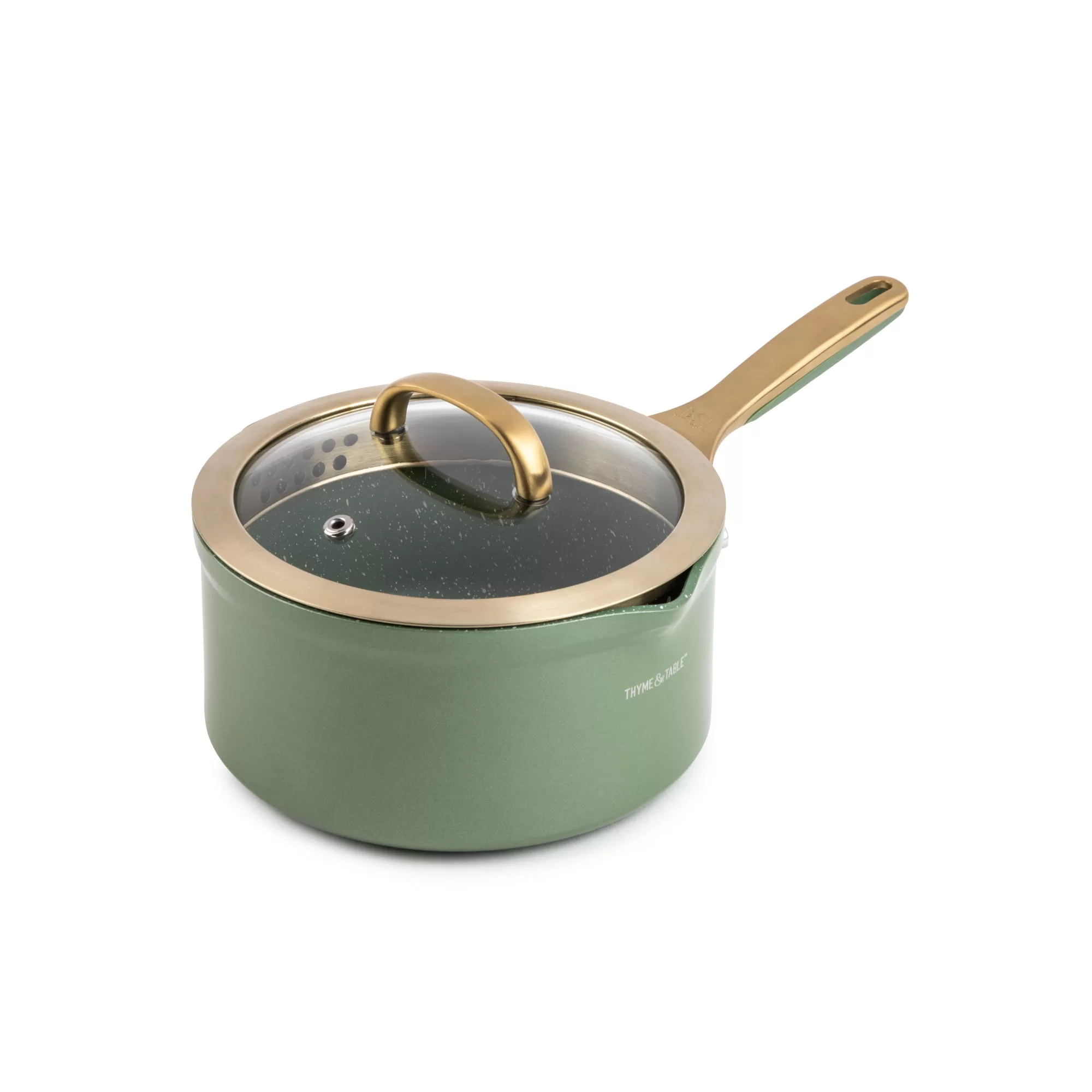 Thyme & Table Nonstick Supreme Cookware, 12-Piece Set, Olive