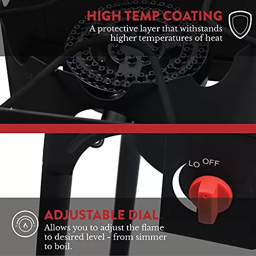 Gas One Two Burner Propane Camp Stove, Two 75,000BTU Cast Iron Burners with Windscreen Outdoor High Pressure Propane Double Burner