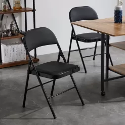 UBesGoo 6 Pack Folding Chairs Cushioned Padded Seat Wedding Chairs with Metal Frame Home Office Party Use Black