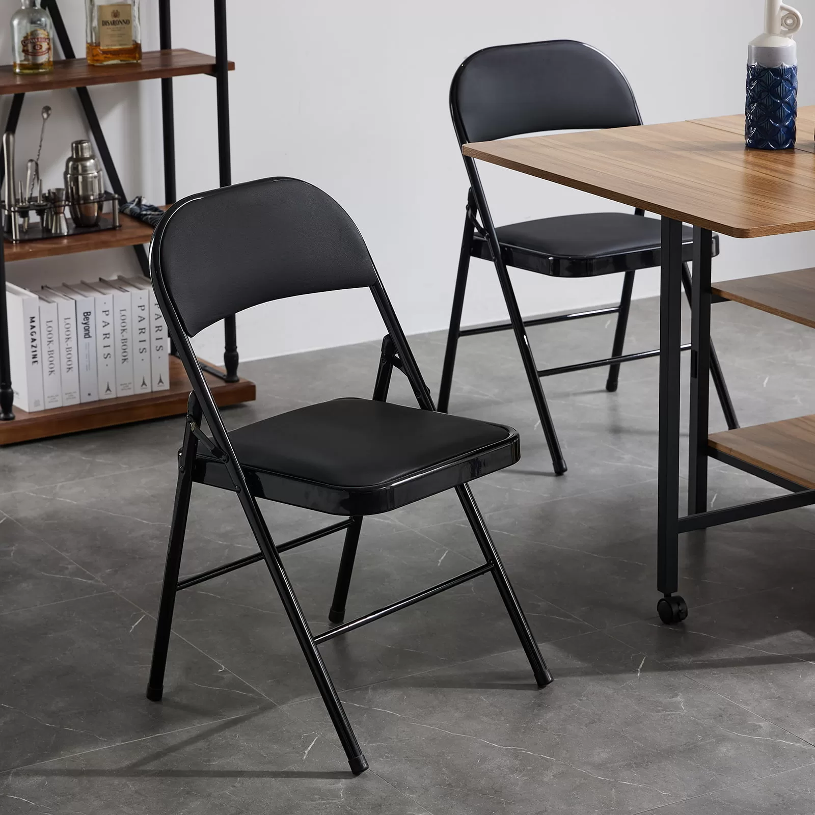 UBesGoo 6 Pack Folding Chairs Cushioned Padded Seat Wedding Chairs with Metal Frame Home Office Party Use Black
