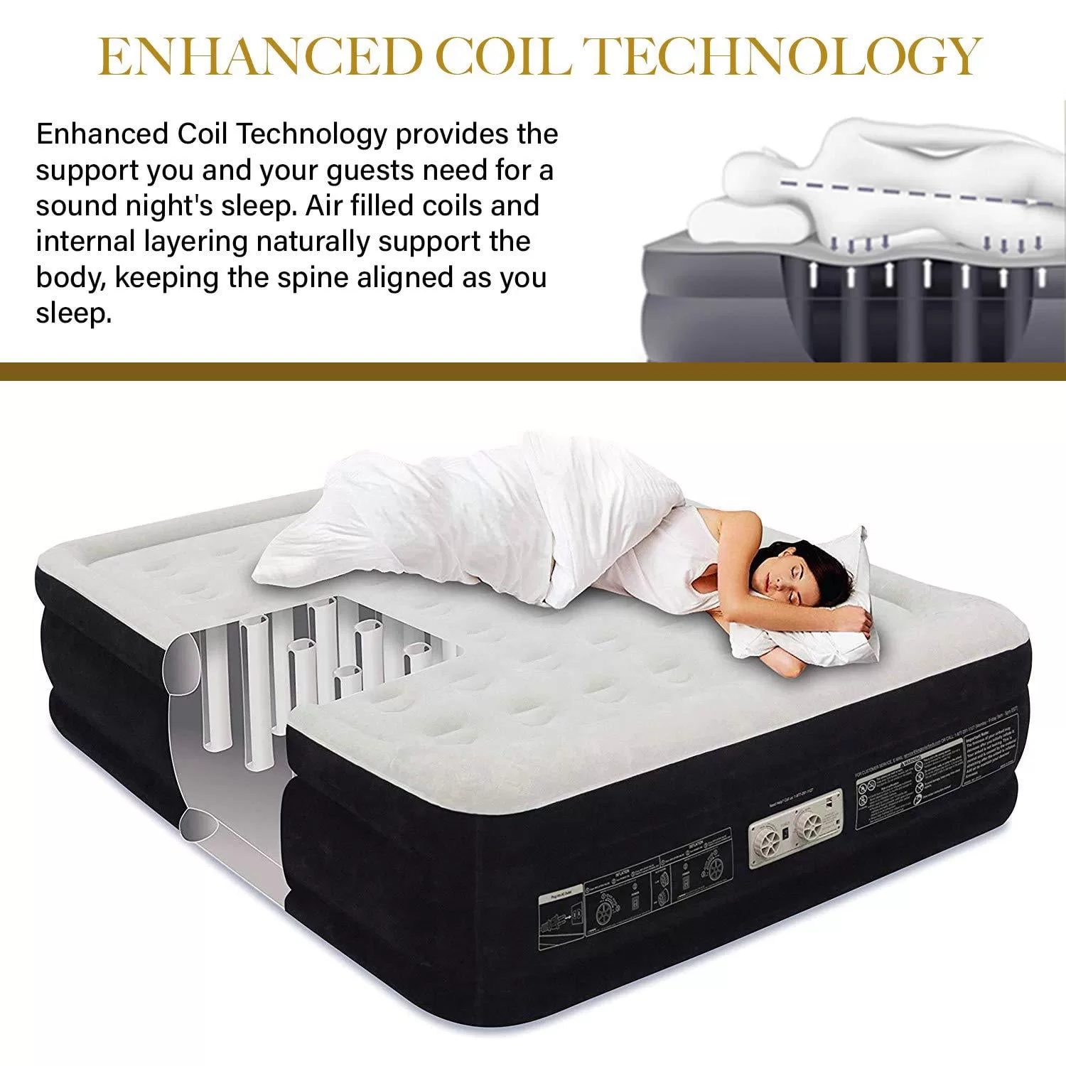 King Koil California King Luxury Raised Air Mattress with Built-in 120V AC High Capacity Internal Pump Comfort Quilt Top California King Airbed