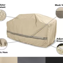 Covermates Island Grill Cover – Weather Resistant Polyester, Adjustable Drawcord, Mesh Vent, Grill and Heating-Khaki