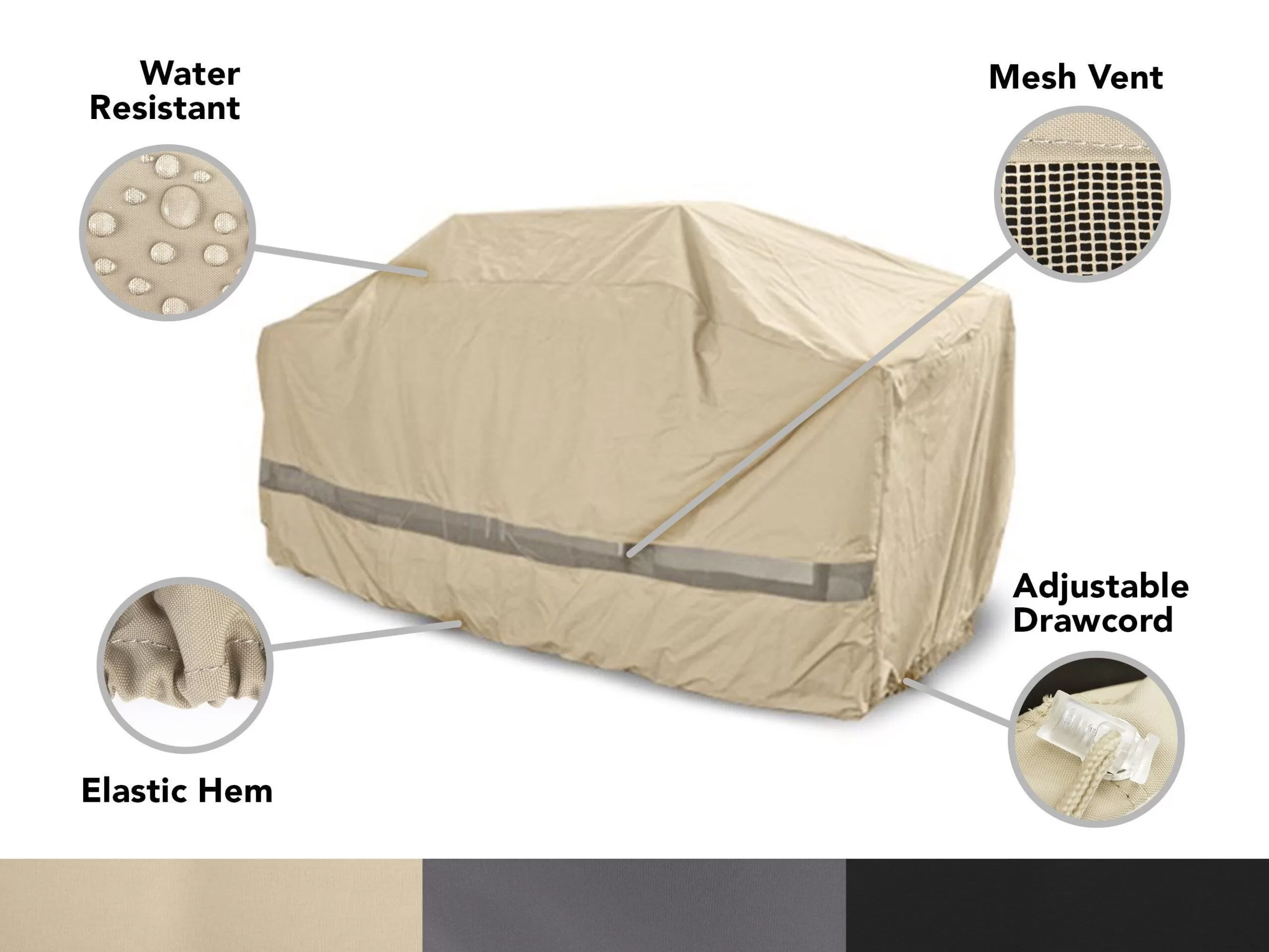 Covermates Island Grill Cover – Weather Resistant Polyester, Adjustable Drawcord, Mesh Vent, Grill and Heating-Khaki