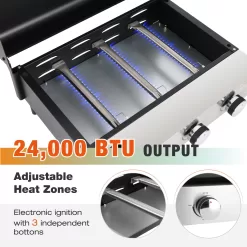 Sophia & William 3-Burners Gas Griddle Portable Flat Table Top BBQ Grill 24,000 BUT