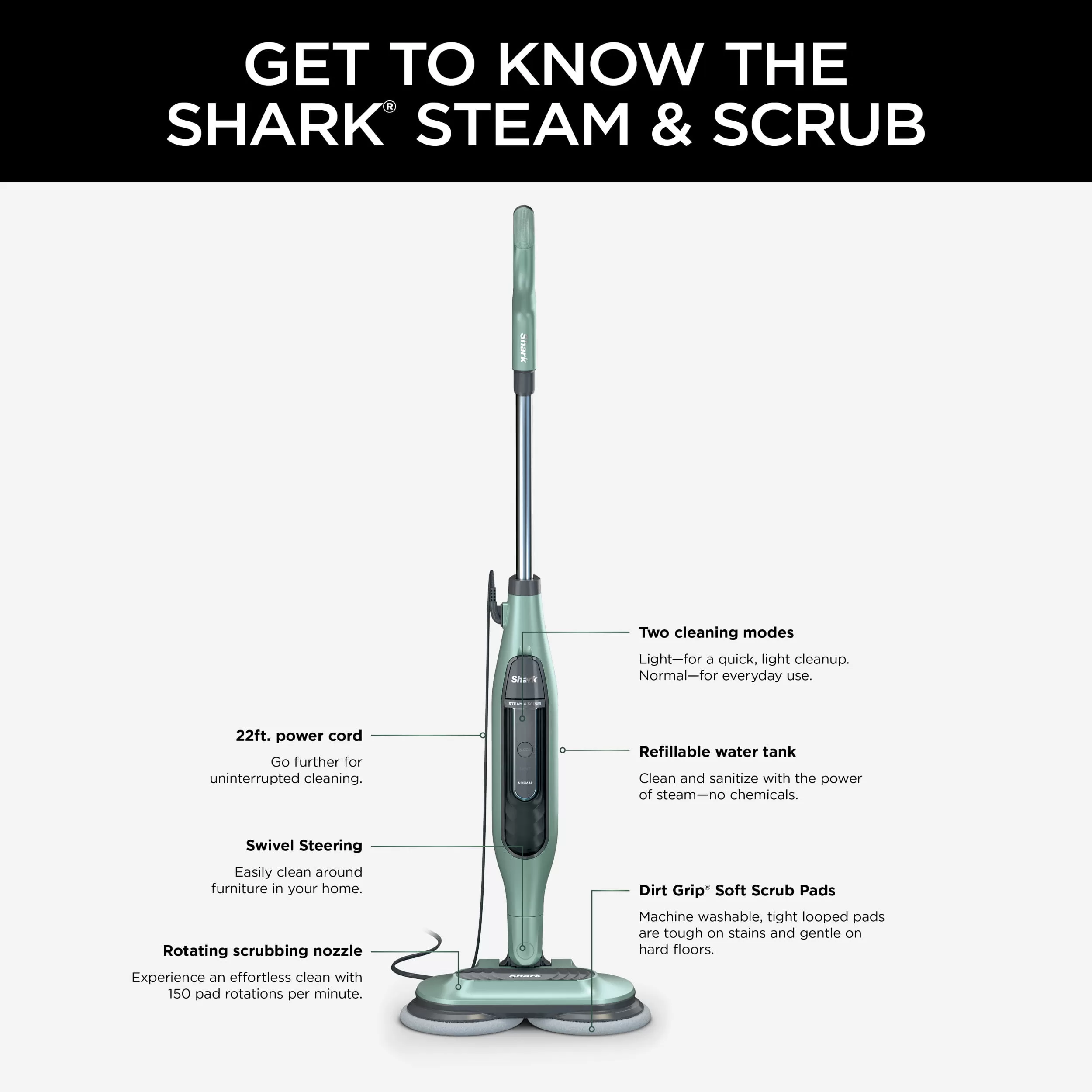 Shark Steam & Scrub All-in-One Scrubbing and Sanitizing Hard Floor Steam Mop S7000