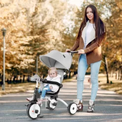 Infans 6-in-1 Folding Baby Tricycle Toddler Bike Stroller W/ Adjustable Handle Gray