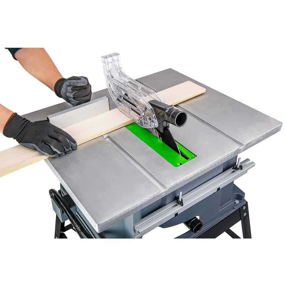 GENESIS GTS10SC 10 in. 15 Amp Table Saw with Metal Stand, Miter Gauge, Push Stick and Rip Fence