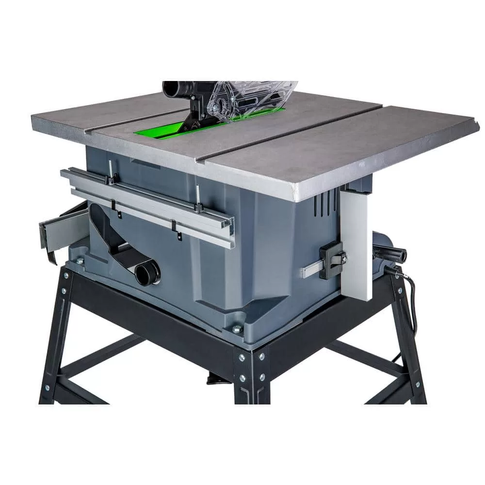 GENESIS GTS10SC 10 in. 15 Amp Table Saw with Metal Stand, Miter Gauge, Push Stick and Rip Fence