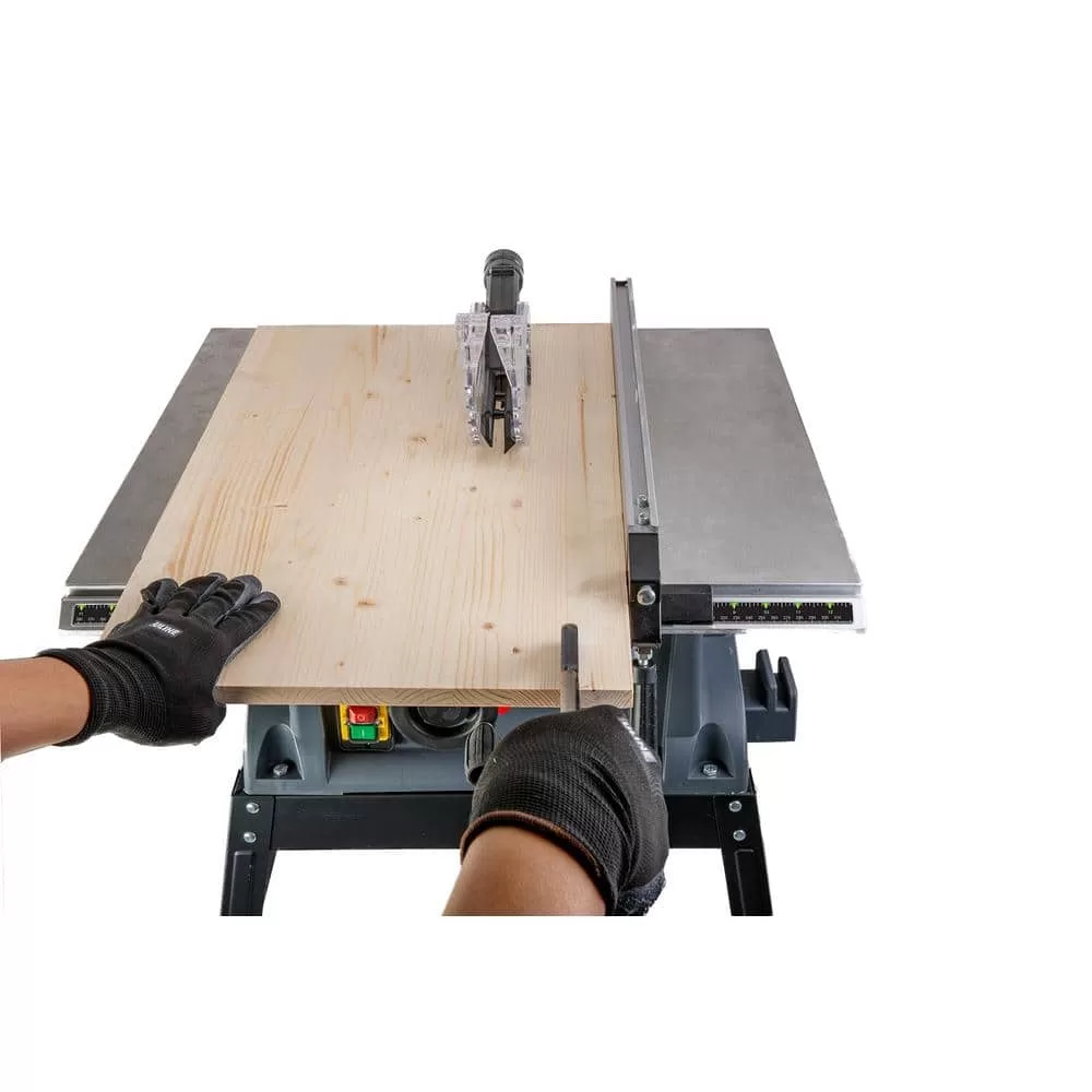 GENESIS GTS10SC 10 in. 15 Amp Table Saw with Metal Stand, Miter Gauge, Push Stick and Rip Fence