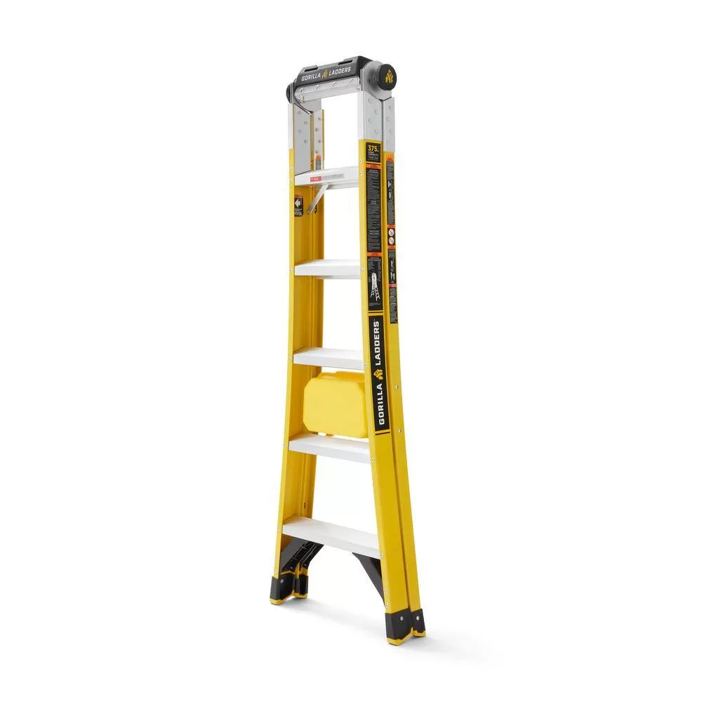 Gorilla Ladders FXT-15 15 Reach Twin Step Fiberglass Multi-Position Ladder, 375 lbs. Load Capacity Type IAA Duty Rating