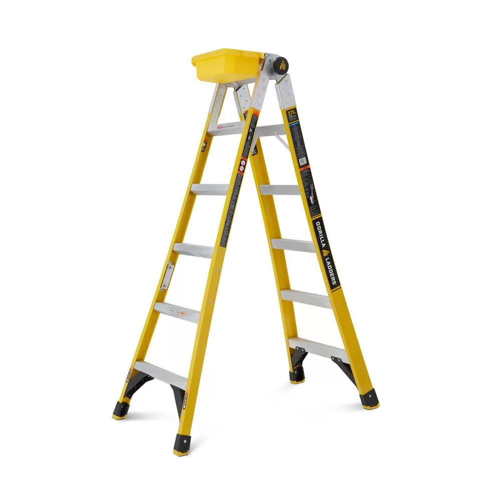 Gorilla Ladders FXT-15 15 Reach Twin Step Fiberglass Multi-Position Ladder, 375 lbs. Load Capacity Type IAA Duty Rating