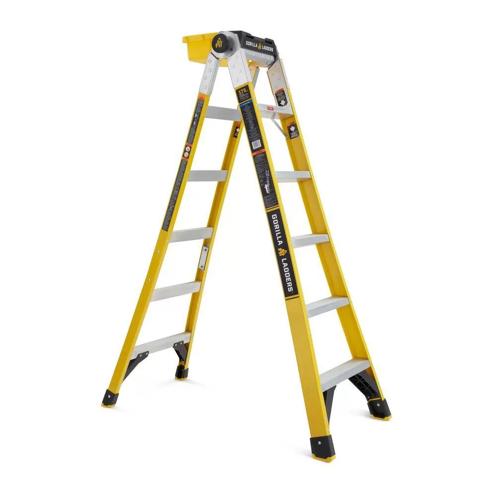 Gorilla Ladders FXT-15 15 Reach Twin Step Fiberglass Multi-Position Ladder, 375 lbs. Load Capacity Type IAA Duty Rating