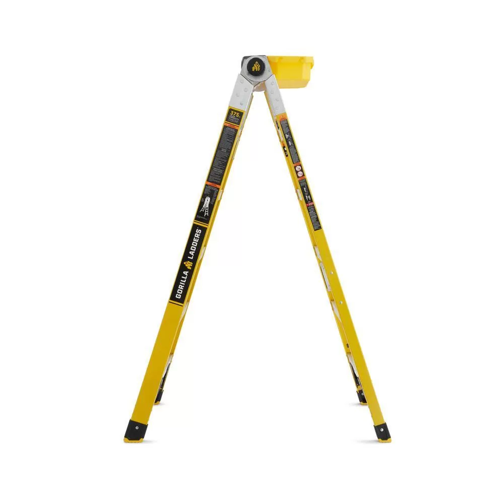 Gorilla Ladders FXT-15 15 Reach Twin Step Fiberglass Multi-Position Ladder, 375 lbs. Load Capacity Type IAA Duty Rating