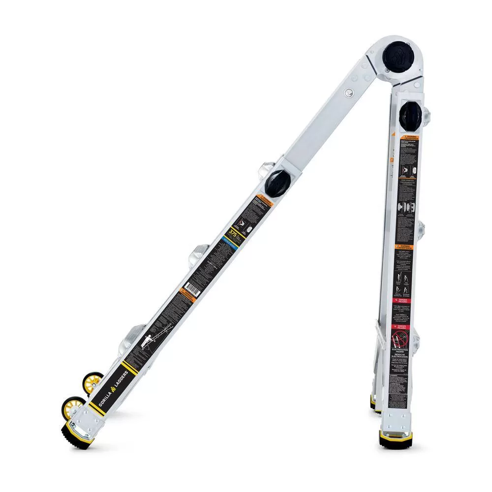 Gorilla Ladders GLMPX-14W-2 14 ft. Reach MPXW Aluminum Multi-Position Ladder with Wheels, 375 lbs. Load Capacity Type IAA Duty Rating