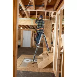 Gorilla Ladders GLMPX-14W-2 14 ft. Reach MPXW Aluminum Multi-Position Ladder with Wheels, 375 lbs. Load Capacity Type IAA Duty Rating