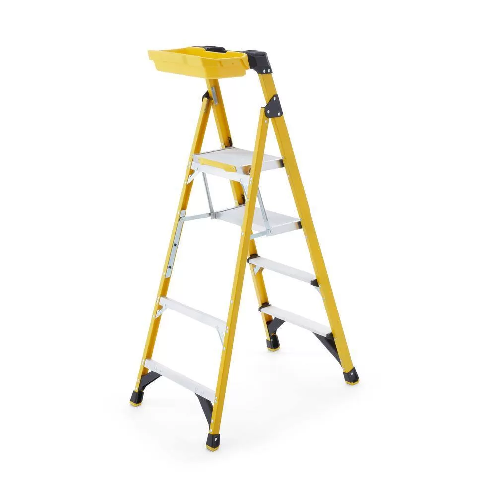 Gorilla Ladders GLXF-5B 5.5 ft. Fiberglass Dual Platform Step Ladder with Project Bucket (10 ft. Reach), 300 lbs. Capacity Type IA Duty Rating