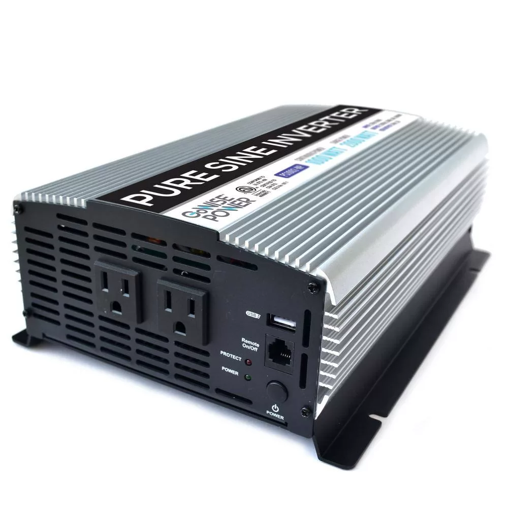 GoWISE USA PS1002 1,000-Watt Continuous/2,000-Watt Peak Pure Sine Wave Inverter
