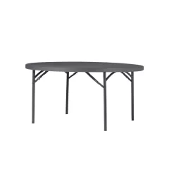 ZOWN 60537SGY1E Classic 71 in. Commercial Round Blow Mold Folding Table, Gray