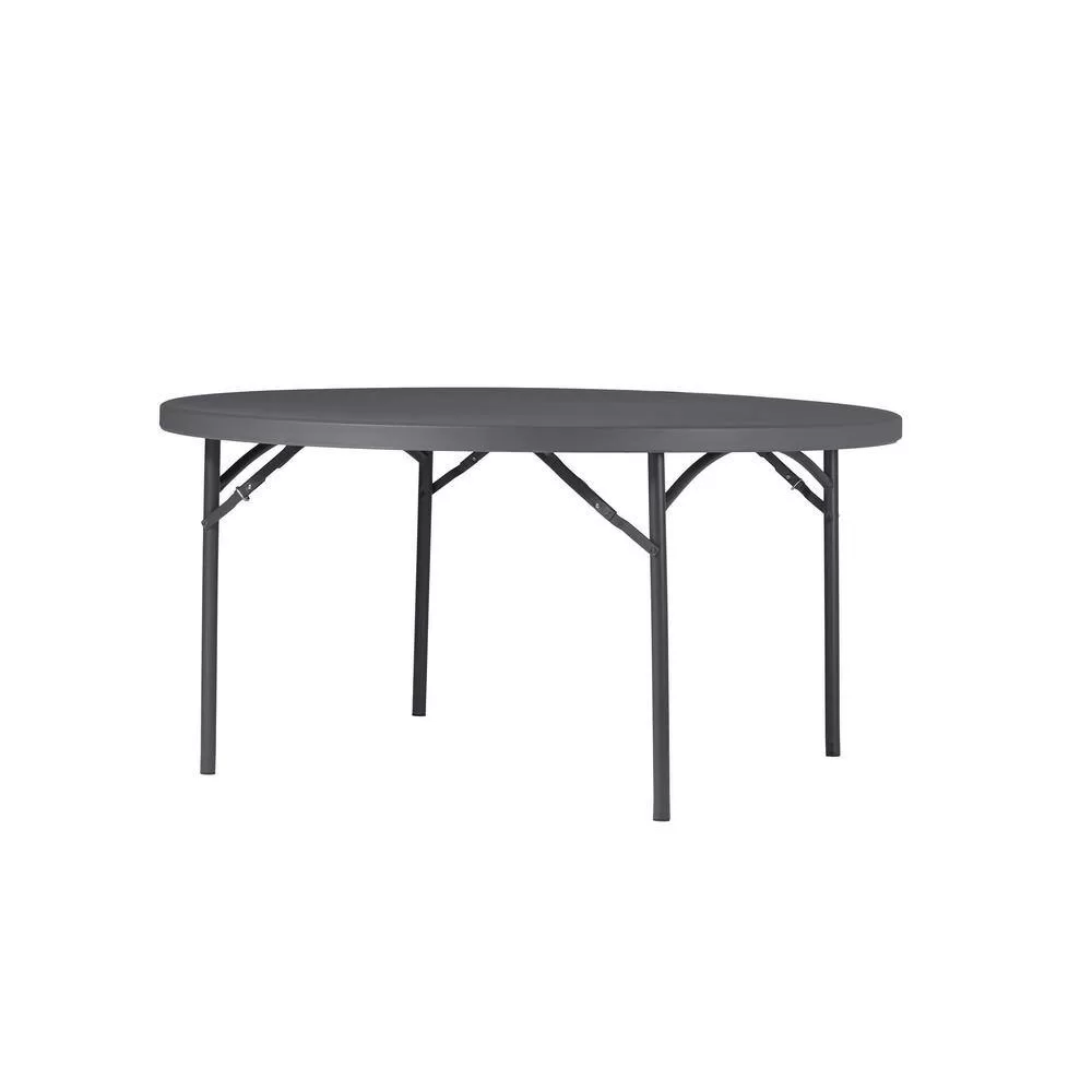 ZOWN 60537SGY1E Classic 71 in. Commercial Round Blow Mold Folding Table, Gray