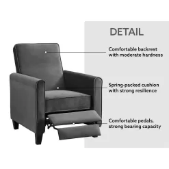 HOMESTOCK Gray Microfiber, Push Back Recliner Chairs, Breathable Linen Recliner with Adjustable Footrest, Small Recliners