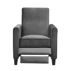 HOMESTOCK Gray Microfiber, Push Back Recliner Chairs, Breathable Linen Recliner with Adjustable Footrest, Small Recliners