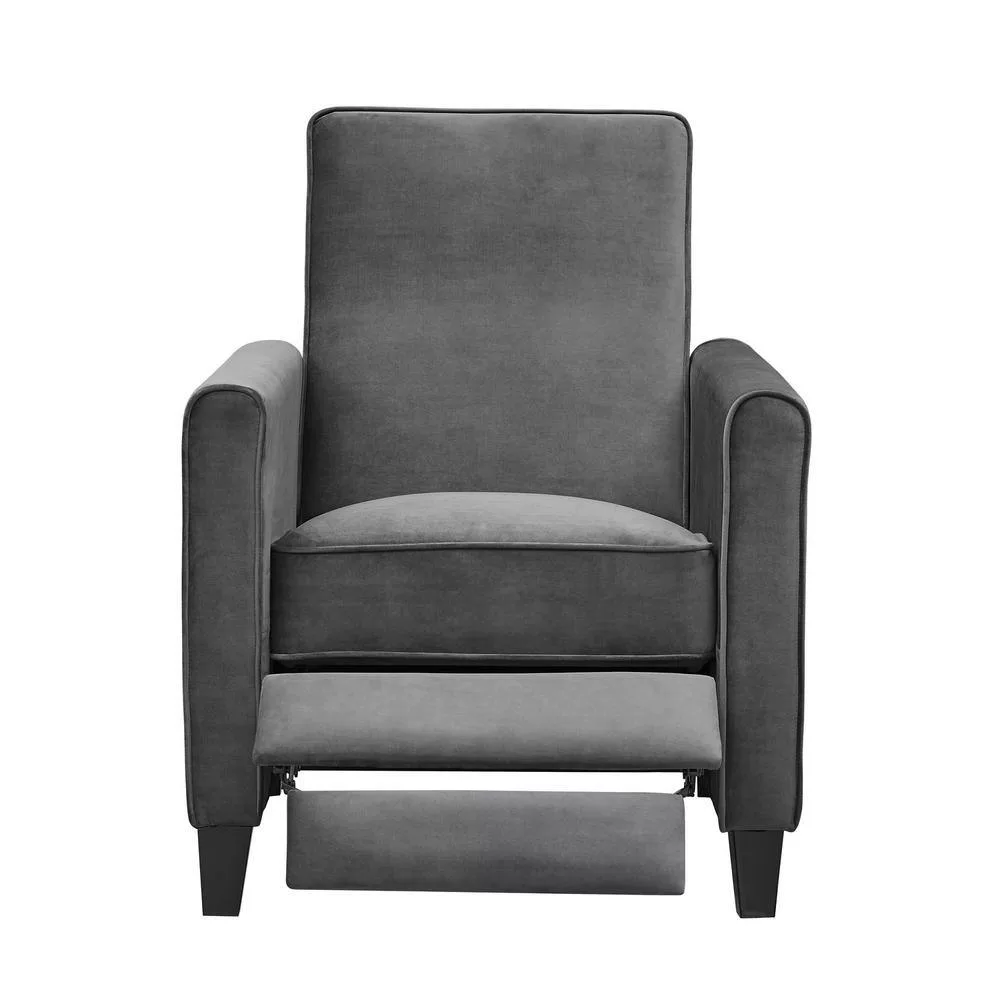 HOMESTOCK Gray Microfiber, Push Back Recliner Chairs, Breathable Linen Recliner with Adjustable Footrest, Small Recliners