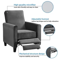 HOMESTOCK Gray Microfiber, Push Back Recliner Chairs, Breathable Linen Recliner with Adjustable Footrest, Small Recliners