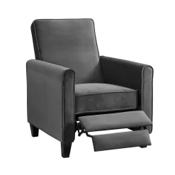 HOMESTOCK Gray Microfiber, Push Back Recliner Chairs, Breathable Linen Recliner with Adjustable Footrest, Small Recliners