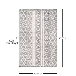nuLOOM Miriam Striped Tribal Tassel Gray 12 ft. x 15 ft. Indoor/Outdoor Patio Area Rug