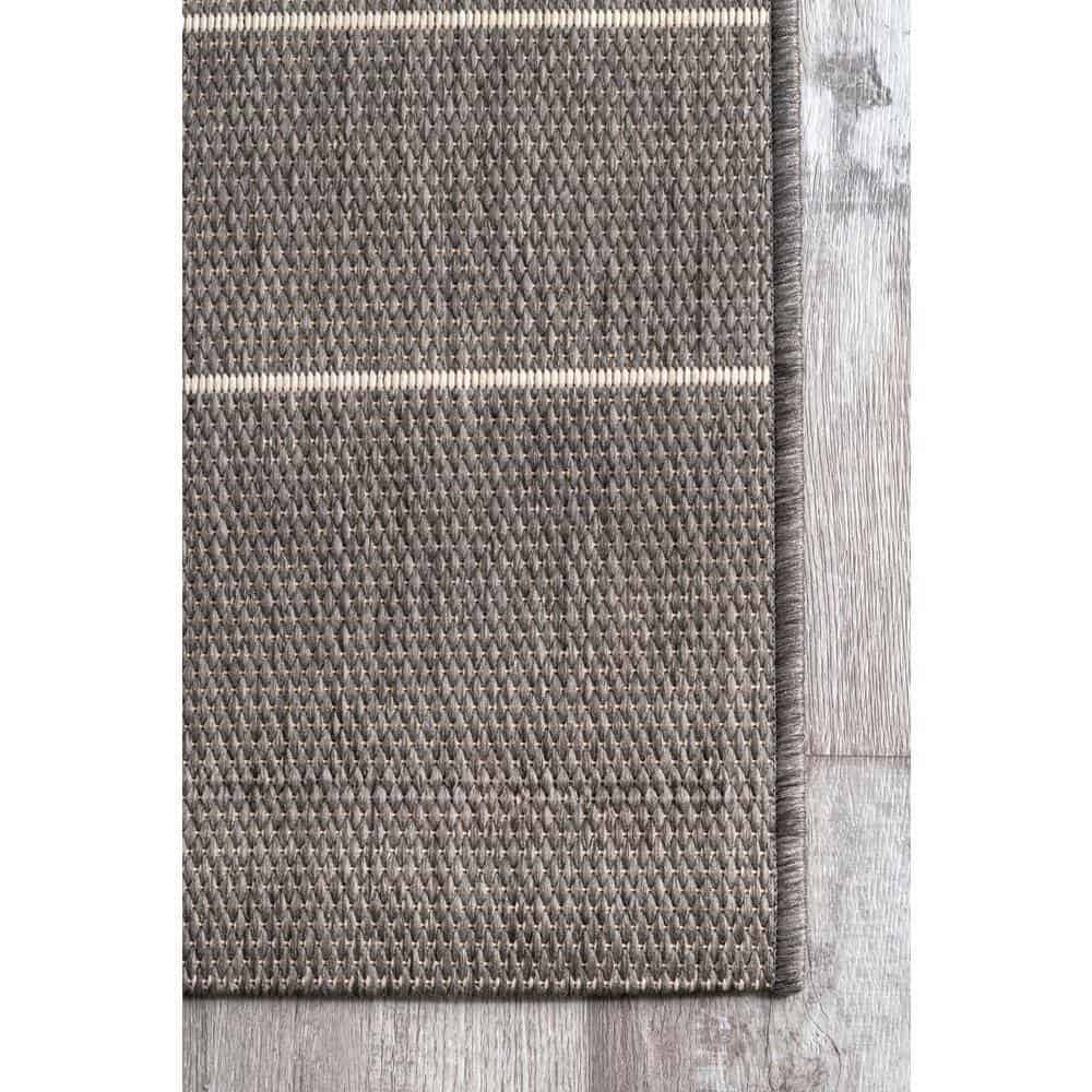 nuLOOM Alaina Casual Stripes Gray 9 ft. x 13 ft. Indoor/Outdoor Patio Area Rug
