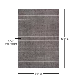 nuLOOM Alaina Casual Stripes Gray 9 ft. x 13 ft. Indoor/Outdoor Patio Area Rug