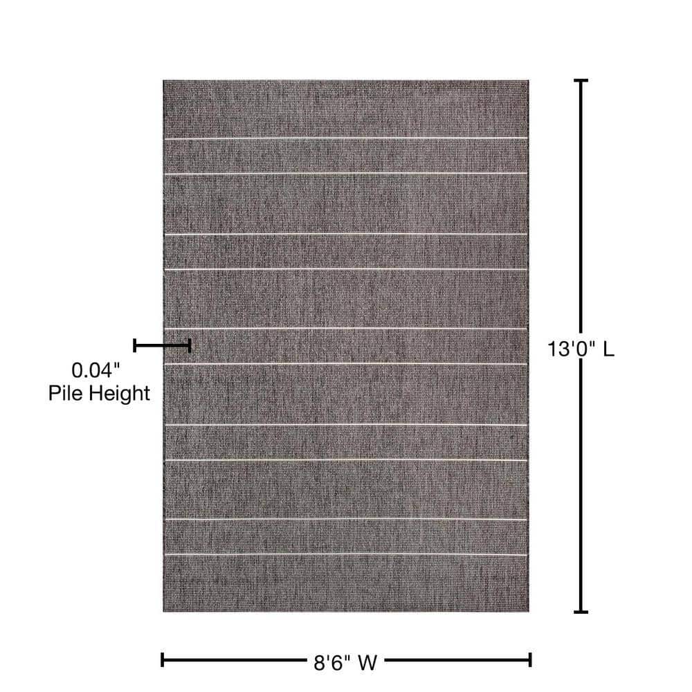 nuLOOM Alaina Casual Stripes Gray 9 ft. x 13 ft. Indoor/Outdoor Patio Area Rug
