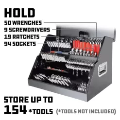 Powerbuilt 240111 26 in. Rapid Box Portable Slant Front Tool Box - Gray