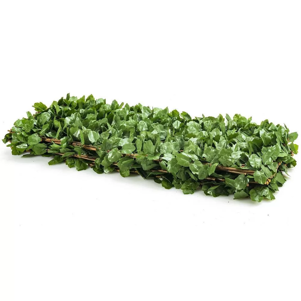 WELLFOR OP-HWY-70780 31 in. Plastic Garden Fence Green Artificial Ivy Fence Screen (Set of 3)