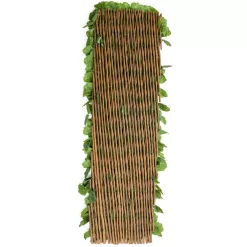 WELLFOR OP-HWY-70780 31 in. Plastic Garden Fence Green Artificial Ivy Fence Screen (Set of 3)