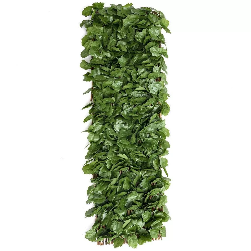 WELLFOR OP-HWY-70780 31 in. Plastic Garden Fence Green Artificial Ivy Fence Screen (Set of 3)