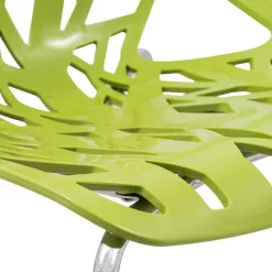 Leisuremod Asbury Modern Stackable Dining Chair With Chromed Metal Legs Set of 2 in Green