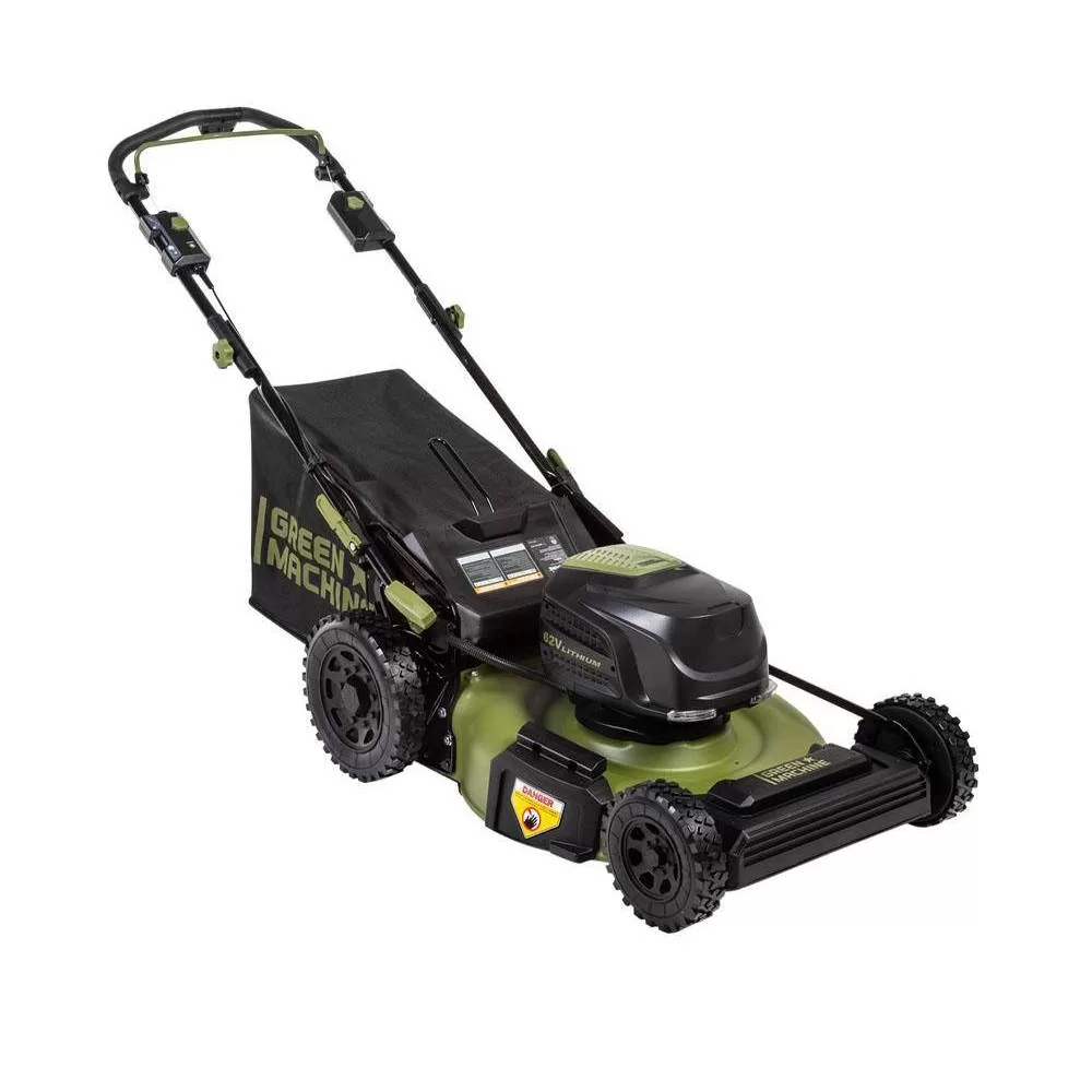 Green Machine GMSM6200 62V Brushless 22 in. Electric Cordless Battery Self- Propelled Lawn Mower with 2 4.0 Ah Batteries and Charger