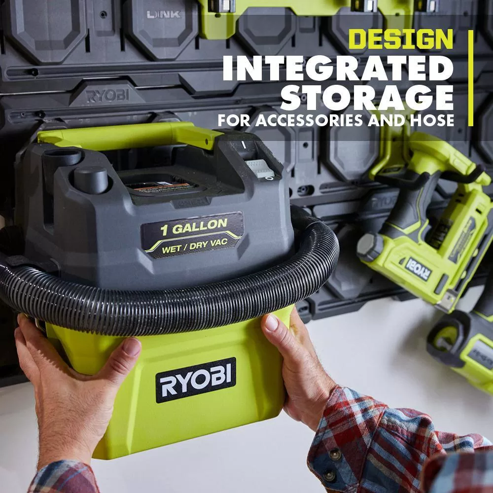 RYOBI PCL733K ONE+ 18V Cordless 1 Gal. Wet/Dry Vacuum Kit with 4.0Ah Battery and Charger