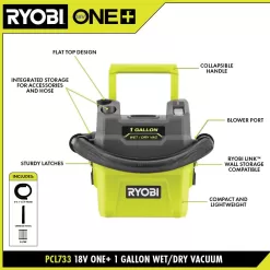 RYOBI PCL733K ONE+ 18V Cordless 1 Gal. Wet/Dry Vacuum Kit with 4.0Ah Battery and Charger